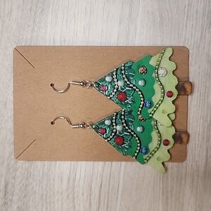 Christmas Tree Silver Hypoallergenic Earrings